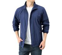 Chaquetas impermeables para hombre UPF 50+ con capucha y cremallera completa, protección UV, camisas de manga larga con SPF refrescante, chubasquero fino, Z01-azul marino, XXL