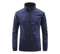 Chaquetas impermeables para hombre UPF 50+ con capucha y cremallera completa, protección UV, camisas de manga larga con SPF refrescante, chubasquero fino, Z02-azul oscuro, M