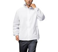 Chaquetas impermeables para hombre UPF 50+ con capucha y cremallera completa, protección UV, camisas de manga larga con SPF refrescante, chubasquero fino, Z03-blanco, XL