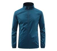 Chaquetas impermeables para hombre UPF 50+ con capucha y cremallera completa, protección UV, camisas de manga larga con SPF refrescante, chubasquero fino, Z02-azul, XXL