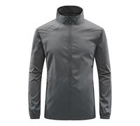 Chaquetas impermeables para hombre UPF 50+ con capucha y cremallera completa, protección UV, camisas de manga larga con SPF refrescante, chubasquero fino, Z02-gris, XXL