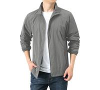 Chaquetas impermeables para hombre UPF 50+ con capucha y cremallera completa, protección UV, camisas de manga larga con SPF refrescante, chubasquero fino, Z01-gris, 3XL