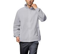Chaquetas impermeables para hombre UPF 50+ con capucha y cremallera completa, protección UV, camisas de manga larga con SPF refrescante, chubasquero fino, Z03-gris, M
