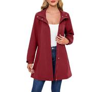 Chaquetas impermeables para mujer, abrigo abierto al frente, manga larga, ligera, con capucha, transpirable, con bolsillos, Vino, L