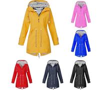 Chaquetas impermeables para mujer, para exteriores, cálidas, ligeras, para mujer, talla grande, color sólido, con capucha, cómodas gabardinas resistentes al viento, chaquetas softshell para otoño e