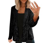 Chaquetas informales, blazer de lentejuelas para mujer, cómoda prenda exterior con lentejuelas, ropa de moda para discotecas, chaquetas holgadas y brillantes, cárdigan sexy con cuello brillante, tops