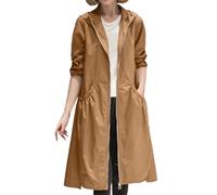 Chaquetas largas informales de mujer gabardina ligera oversize abrigo otoño holgado rodilla cortavientos (Coffee, M) #190