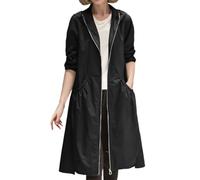 Chaquetas largas informales de mujer gabardina ligera oversize abrigo otoño holgado rodilla cortavientos (Black, M) #190