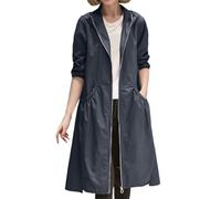 Chaquetas largas informales de mujer gabardina ligera oversize abrigo otoño holgado rodilla cortavientos (Blue, M) #190