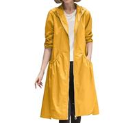 Chaquetas largas informales de mujer gabardina ligera oversize abrigo otoño holgado rodilla cortavientos (Yellow, XXL) #190