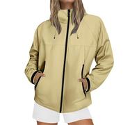 Chaquetas ligeras de verano para mujer, chaqueta impermeable y cortavientos para mujer, chaqueta de trabajo con bolsillos, para festivales, ropa de lluvia, con bolsillos, abrigo largo para lluvia