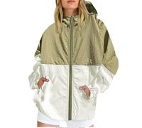 Chaquetas ligeras impermeables con frente abierto, manga larga, chubasqueros funcionales transpirables, ropa de exterior, informal, con cremallera completa, con bolsillos, talla S-5XL, caqui, L