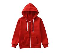 Chaquetas Niños Primavera Chicos 152 Top Niños Manga Sudadera con Capucha Sólido Chaquetas Niños Long Color Up Sudadera Cremallera Niño Abrigo y Chaqueta Abrigo de Invierno de Hombre, rojo, 7-8 años