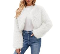 Chaquetas Otoñales de Tamaño Largas con Capucha Cálido de Piel Sintética Abrigo Exterior Chaqueta De Béisbol Colegio, Color blanco., XL