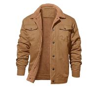 Chaquetas para hombre 2026, chaqueta de trabajo casual con forro polar para todas las estaciones, abrigo utilitario para uso diario y calidez ligera, café, XXL