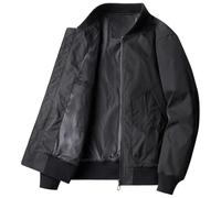 Chaquetas para Hombre Abrigo - Chaqueta Ligera Informal De Cuello Alto Abrigo De Béisbol De Vuelo Corto para Otoño (Black XXL)
