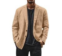 Chaquetas para hombre de corte delgado de verano, chaqueta de traje de algodón y lino ligero, Blazers para hombre con dos botones transpirables, Blazer casual a la moda chic y elegante, para deportes