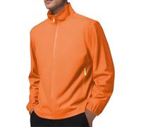 Chaquetas para hombre, ligera, impermeable, con cremallera completa, cuello alto, cortavientos, color sólido, ropa deportiva fina con puños elásticos, ropa exterior, casual, inteligente, versátil