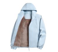 Chaquetas para hombre, ligeras, impermeables, para esquí, snowboard, cortavientos, cálidas, para invierno, con capucha, para montaña, azul claro, S