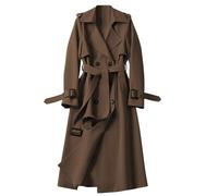 Chaquetas para mujer, abrigo de invierno de manga larga con cremallera, con bolsillos, ropa urbana, ligera, con capucha, gabardina larga acolchada, café, L