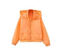 Chaquetas rompevientos para niños y adolescentes, delgadas, informales, con capucha, a prueba de viento, ligeras, de manga larga, para la escuela, casual, con bolsillos, naranja, 9-10 Years