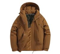 Chaquetas softshell resistentes al viento, chaqueta acolchada de algodón para hombre, transpirable, gruesa, impermeable, aislante, cómodo, abrigo de plumón de color sólido, con capucha, ropa de abrigo