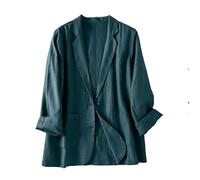 Chaquetas Tipo Blazer De Lino para Mujer Manga Larga Ligeras con Solapa Abotonada Estilo Casual con Bolsillos Chaqueta De Traje Suave Y Transpirable Elegante Abrigo De Oficina para El Trabajo Color