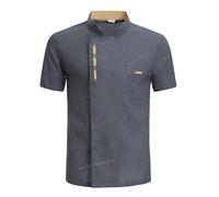 Chaquetilla Cocinero Chaqueta de chef de manga corta de verano for hombre, uniforme negro, abrigo de chef, delantal, ropa de trabajo, pantalones cortos de chef, transpirable, for restaurante y cocina(