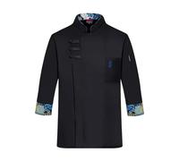 Chaquetilla Cocinero Chaqueta de Uniforme for Hombre y Mujer, Manga 3/4, for Cocinero, Camarero(Black,S)