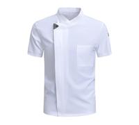 Chaquetilla Cocinero Chaquetas de chef, ropa de cocinero for hombre, ropa de chef de cocina, uniforme de restaurante, uniforme de chef de manga corta, disfraz de camarero de hotel for mujer(White shir