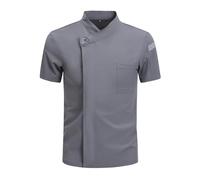 Chaquetilla Cocinero Chaquetas de chef, ropa de cocinero for hombre, ropa de chef de cocina, uniforme de restaurante, uniforme de chef de manga corta, disfraz de camarero de hotel for mujer(Grey shirt