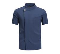 Chaquetilla Cocinero Chaquetas de chef, ropa de cocinero for hombre, ropa de chef de cocina, uniforme de restaurante, uniforme de chef de manga corta, disfraz de camarero de hotel for mujer(Blue shirt