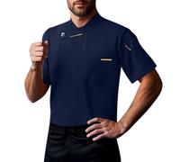 Chaquetilla Cocinero Hombre Trabajo Chaqueta Chaquetas para Restaurante Manga Larga Abrigo Ropa Transpirable Chef Uniforme Camisa con Botónes Cocina Casaca Disfraz Ligera