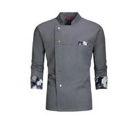 Chaquetilla Cocinero Uniforme de Chef Blanco, Chaqueta de Chef de Manga Larga, Camiseta, Chaqueta de Chef de Hotel, Ropa de Cocina Transpirable for Restaurante y panadería(Grey Jacket,4XL)