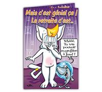 CHAR-047 Tarjeta Humorística Feliz Retiro Salida Descanso Ocio Viajes Felicidad Completado el trabajo Gato Gatito Pez Tiburón Acuario Colección Charlestown Ilustración Dibujo