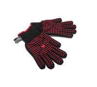 Char-Broil 140 519: guantes para barbacoa de aramida y algodón, negro/rojo. | Resistente al calor hasta 220 °C, silicona antideslizante, para barbacoa, ahumador, horno y chimenea