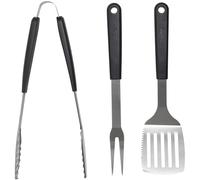 Char-Griller Kit de Utensilios para Barbacoa de 3 Piezas en Acero Inoxidable, Espátula, Pinzas y Tenedor, Modelo 8651