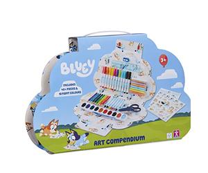 Character Options 07843 BLUEY - Estuche de transporte para compendio de arte, 50 piezas, azul