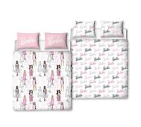 Character World Barbie - Juego de Funda de edredón Oficial para Cama Doble Infantil, diseño de Figuras, Ropa de Cama Reversible de 2 Caras, Incluye Fundas de Almohada a Juego, Funda de edredón Doble