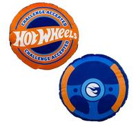 Character World Hot Wheels - Cojín Redondo con Forma de Volante con Licencia Oficial, diseño de Carreras, Dormitorio o decoración de Juegos