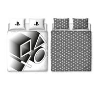 Character World Juego de Funda de edredón Doble Oficial de Playstation | Ropa de Cama Reversible de 2 Caras, Incluye Fundas de Almohada a Juego, Juego de Cama Doble Color Blanco y Negro