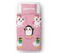 Character World Juego de Funda de edredón Oficial Adopt Me para Cama Individual, diseño de pingüino, Unicornio y Pato, Reversible, de 2 Caras, Incluye Funda de Almohada a Juego, Juego de Cama