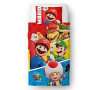 Character World Nintendo Super Mario Movie - Juego de funda de edredón oficial para niños individuales | Diseño de salto reversible de 2 caras incluye funda de almohada a juego | Juego de cama individual | polialgodón