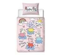 Character World Peppa Pig - Juego de Funda de edredón Oficial para Cuna Infantil | Diseño Divertido Reversible de 2 Caras para niños con Funda de Almohada a Juego | polialgodón