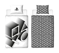Character World PlayStation - Juego de Funda de edredón para Cama Individual, diseño elástico Reversible de 2 Caras, Incluye Funda de Almohada a Juego, Juego de Cama Individual en Blanco y Negro,