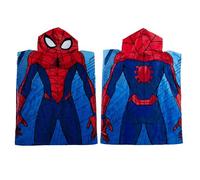 Character World Poncho con Capucha Oficial de Disney Marvel Spiderman | Tacto súper Suave, Traje de Spider-Man y diseño de Ciudad | Bata cambiadora de natación para niños pequeños hogar, baño y Playa