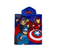Character World Poncho de Toalla con Capucha Oficial de Disney Marvel Avengers | Tacto súper Suave, Capitán América, Iron Man, diseño de Thor | Albornoz hogar, baño y Playa, Multicolor, 115 x 50 cm