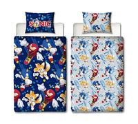 Character World Sonic The Hedgehog - Juego de Funda de edredón Oficial para Cama Individual con diseño de Rebote Reversible de 2 Caras, Incluye Funda de Almohada a Juego, Juego de Cama Individual,