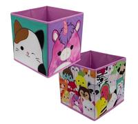 Character World Squishmallows - Cajas de almacenamiento con licencia oficial, 2 unidades, plegables, diseño de gato, unicornio, perfectas para organizar la habitación de los niños, sala de juegos