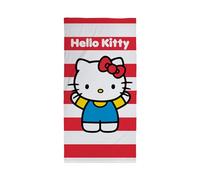 Character World Toalla Oficial de Hello Kitty para niños, Tacto súper Suave, diseño de Rayas descaradas, hogar, baño, Playa y Piscina, tamaño único, 70 cm x 140 cm